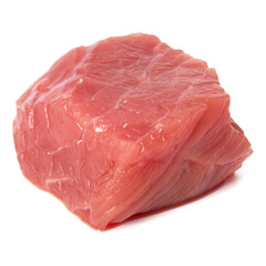 Raw chopped beef meat cube isolated om white background cut out.