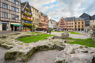 Ancient walls near the spot Joan of Arc, or Jeanne d'Arc was burned at the stake in the historic...