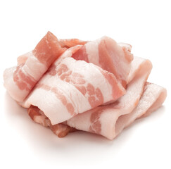 sliced pork bacon isolated on white background cutout
