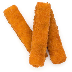 Crispy Fish fingers isolated on white background