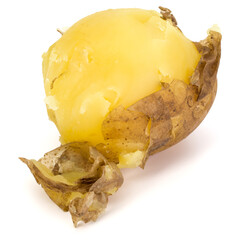one boiled peeled potato isolated on white background cutout