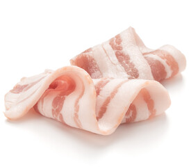 sliced pork bacon isolated on white background cutout