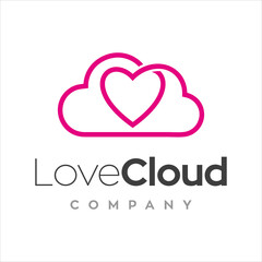 Love cloud logo design template, vector illustration.