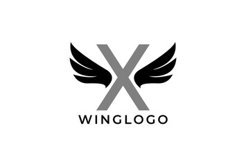 letter X with a wing logo illustration.