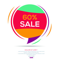 Creative (60% sale) text written in speech bubble ,Vector illustration.
