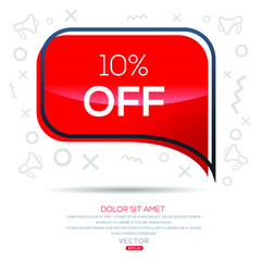 Creative (10% Off) text written in speech bubble ,Vector illustration.