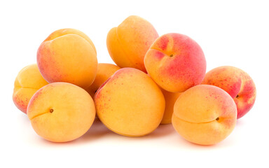 A bunch of apricot fruit isolated on white background cutout