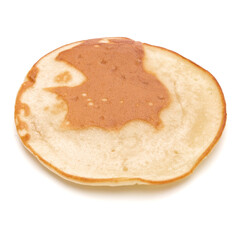 One pancake isolated on white background cutout.