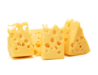 Cheese block isolated on white background cutout