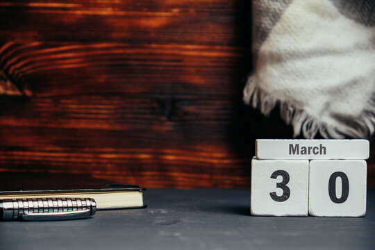 30 thirtieth day of Spring month calendar march with copy space.