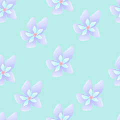 Vector illustration. Seamless pattern. Floral print. Delicate hand-drawn flowers, watercolor brush. Web banner, poster, cover, splash screen, social media, wrapping paper, textiles.