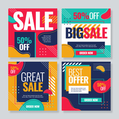 Set of sale banner template design. Vector illustration.