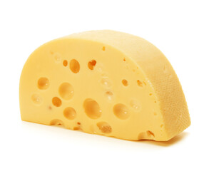Cheese block isolated on white background cutout