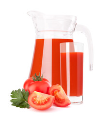 Tomato vegetable juice in glass jug
