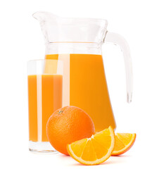 Orange fruit juice in glass jug