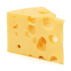 Cheese block isolated on white background cutout