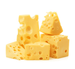 Cheese block isolated on white background cutout