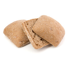 sliced Ciabatta bread isolated on white background cut out
