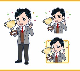 Male teacher in a gray jacket