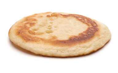 One pancake isolated on white background cutout.