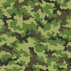 Camouflage seamless pattern. Abstract military camo background for army and hunting textile print. Vector illustration.