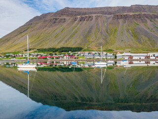 The harbor. Isafjordur, capital of the Westfjords (Vestfirdir) in Iceland.
