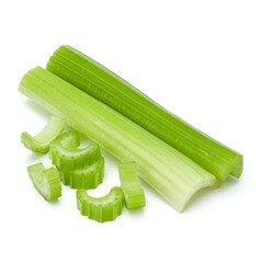 Celery stalk bunch isolated om white background cut out.