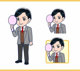 Male teacher in a gray jacket