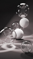 3d rendering phone wallpaper 4K with futuristic spheres and light