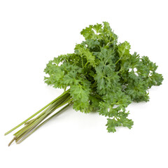 parsley leaves bunch isolated on white background cutout