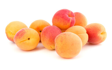 A bunch of apricot fruit isolated on white background cutout