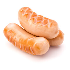 Fried sausages isolated on white background cutout