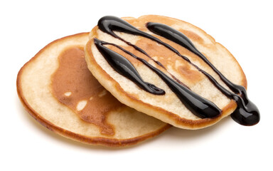 Two pancakes isolated on white background cutout.
