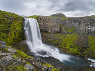 Fototapeta na wymiar Waterfall Svodufoss. Landscape on peninsula Snaefellsnes in western Iceland.