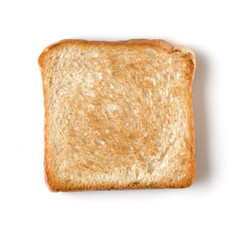 Toast slice isolated on white background close up.   Top view.