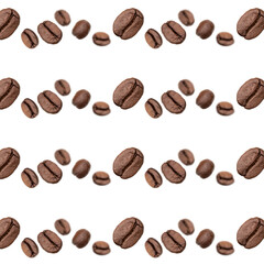 Coffee beans background, Isolated on white.
