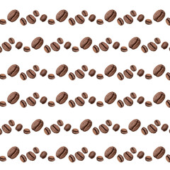 Coffee beans background, Isolated on white.