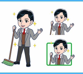 Male teacher in a gray jacket