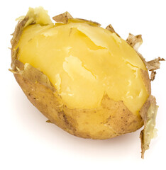 one boiled peeled potato isolated on white background cutout