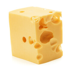Cheese block isolated on white background cutout