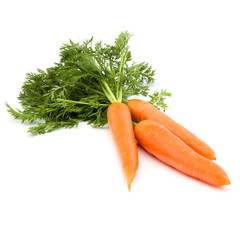 Carrot vegetable with leaves isolated on white background cutout