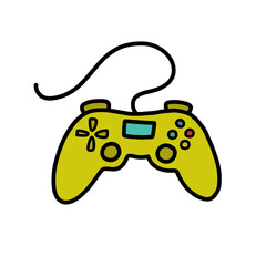 game console doodle icon, vector color illustration