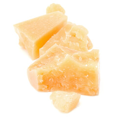 shredded parmesan cheese isolated on white background cutout