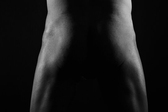 hombre, desnudo, trasero 