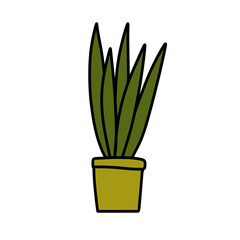 home plant doodle icon, vector color line illustration