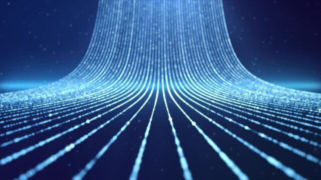 abstract internet data light stripe flowing in cyberspace, network information communication technology concept, neon curve line moving in motion