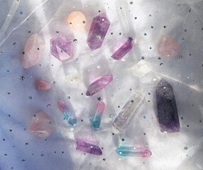 Background Healing minerals, stones, crystals. the practice of magic spells and cleansing. Crystal...
