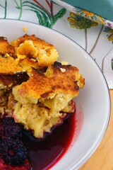 Dish of challah bread pudding