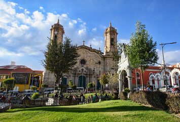 The Cathedral Basilica and the main square, Potosí, Bolivia