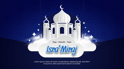 Isra Miraj with A White Mosque on Blue Ornament